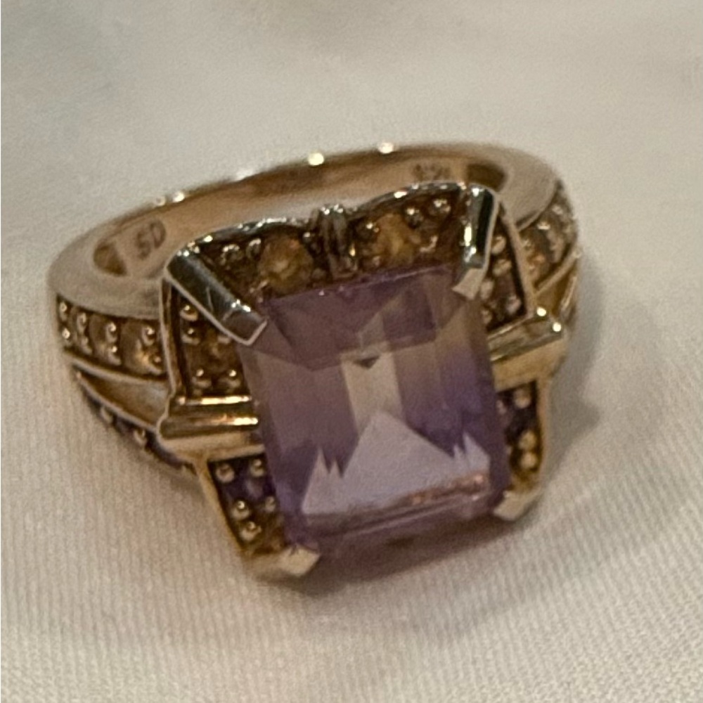 Ametrine vintage ring size 7.75-8? sterling silver w/ gold layer over 925 Estate